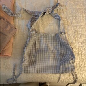 Stylish Blue Gingham Apron Top